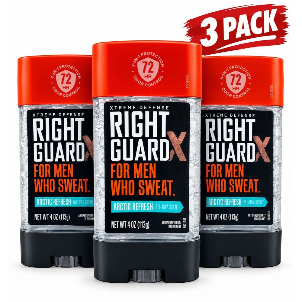 3-Pack Right Guard Men's Xtreme Defense Arctic Refresh All Day Scent Gel 4 Oz